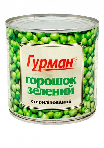 Горошок зелений ГУРМАН консервований 420г